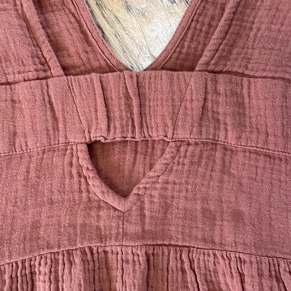 Madewell Lightspun Burnt Clay Orange Midi Dress Sz M New with Tags - Picture 6 of 13